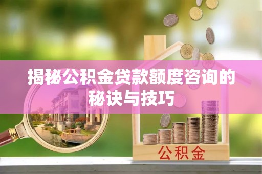 六横揭秘公积金贷款额度咨询的秘诀与技巧